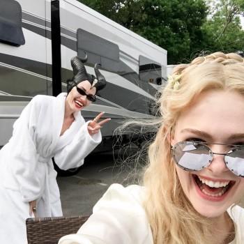 Actress Angelina Jolie made her Instagram debut when she photobombed actress Elle Fanning on the set of her new film 