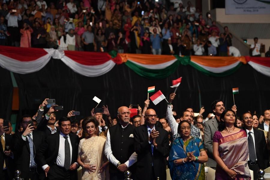 He said that vibrant people-to-people relations boost bilateral ties between India and Indonesia. PM Narendra Modi,Narendra Modi,Narendra Modi at Indonesia,Indian Diaspora,Indian Diaspora event