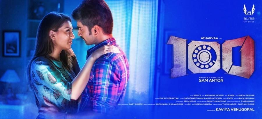 Director AR Murugadoss took to micro-blogging site Twitter to reveal the first look of the film by tweeting: "Here is #100TheMovie First Look Poster". 100 is an upcoming Tamil action movie directed by Darling and Enakku Innoru Per Eruku fame Sam Anton and produced by Auraa Cinemas. Starring Atharvaa and Hansika Motwani in the lead role. The film's soundtrack album and background score will be composed by Sam CS, while the cinematography handled by Krishnan Vasant and Ruban edits the movie. Atharvaa,Hansika Motwani,Atharvaa and Hansika Motwani,100 first look poster,100 first look,100 poster,100 movie poster,tamil movie 100