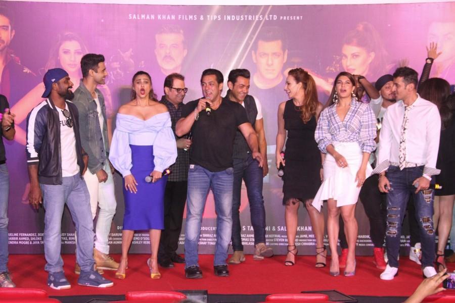 The theme song was launched in 3D format, in a high energy environment in Mumbai. Race 3 will be released in 3D and 2D format across the globe. Remo D'Souza takes the Race franchise to an all-time high with action a notch higher and suspense that will leave you at the edge of your seats. Salman Khan,Jacqueline Fernandez,Remo D'Souza,Ramesh Taurani,Bobby Deol,Daisy Shah,Saqib Saleem,Sreerama Chandra,Allah Duhai Hai song launch,Allah Duhai Hai,Allah Duhai Hai song launch pics,Race 3