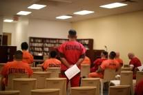 Detainees attend a service in a chapel at Otay Mesa immigration detention center in San Diego, California, U.S.