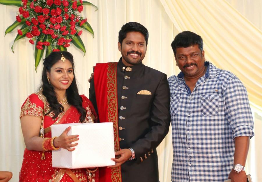 R Parthiban poses for the cameras as he arrives for the wedding reception of Soundararaja and Tamanna in Chennai. Vishal,Vijay Sethupathi,Vijay Antony,Arya,Bharath,Soundararaja and Tamanna,Soundararaja and Tamanna wedding receptionk,Soundararaja and Tamanna wedding reception pics,Soundararaja and Tamanna wedding reception images