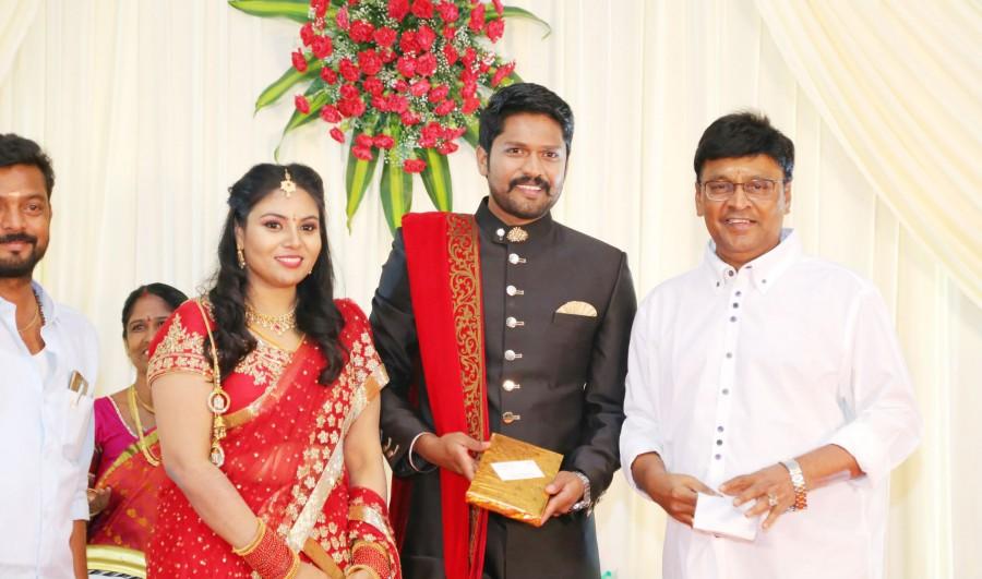 K Bhagyaraj poses for the cameras as he arrives for the wedding reception of Soundararaja and Tamanna in Chennai. Vishal,Vijay Sethupathi,Vijay Antony,Arya,Bharath,Soundararaja and Tamanna,Soundararaja and Tamanna wedding receptionk,Soundararaja and Tamanna wedding reception pics,Soundararaja and Tamanna wedding reception images