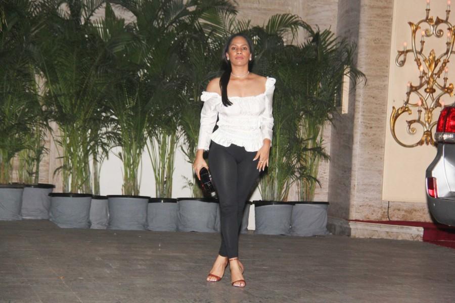 Masaba Gupta gestures for the cameras at Natasha Poonawalla's party held at her residence in Mumbai on June 2, 2018. Sonam Kapoor-Anand Ahuja,Jacqueline Fernandez,Karan Johar,Natasha Poonawalla's house party,Natasha Poonawalla house party,Celebs at Natasha Poonawalla house party,Natasha Poonawalla,Natasha Poonawalla house party pics,Natasha Poonawalla house party i