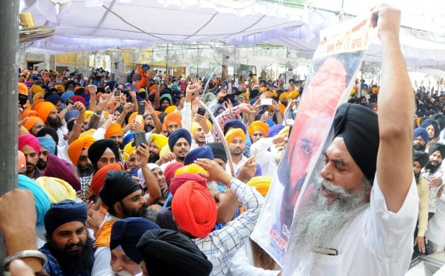Sikhs stage a demonstration against Operation Blue Star during a programme organised to pay tributes to those killed in the military operation at Golden Temple in Amritsar. Operation Blue Star,Golden Temple,Amritsar,golden temple amritsar,Sikhs