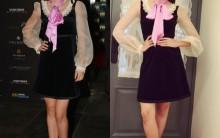 During the premiere of XXX: Return of Xander Cage in 2017,  Kalki Koechlin chose a Victorian-inspired black and white velvet Gucci dress with a pink tie. However, much before Kalki's appearance in Gucci, Alia Bhatt was pictured in the same outfit. When Alia opted black strappy heels, Kalki wore a pair of black pumps