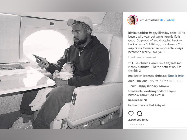 Reality star Kim Kardashian West wished husband Kanye West as he turned 41 today. The star posted a picture of the rapper on Instagram a sitting in a plane. The message read, "Happy Birthday babe!!!!! It's been a wild year but we're here & life is good! So proud of you dropping back to back albums & fulfilling your dreams. You inspire me to make the impossible always become a reality. Love you." Kim Kardashian,Kim Kardashian Kanye West,kim kardashian instagram,Kanye West,Kanye West birthday,Kanye West instagram,Kanye West 41st birthday