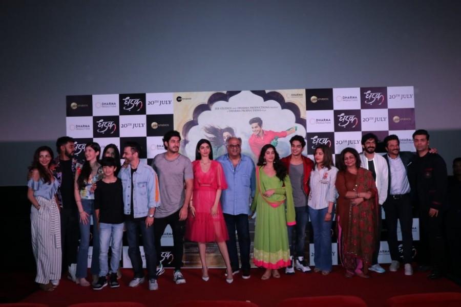 The trailer launch of "Dhadak" was attended by the film's producer Karan Johar, director Shashank Khaitan and lead actor Ishaan Khatter, who too is making his Bollywood debut with the project. Before the trailer launch, her step brother Arjun Kapoor - Boney's son with the late Mona Kapoor -- also shared words of encouragement for Janhvi. Janhvi Kapoor reflected the excitement and nervousness of a Bollywood debutante at the trailer launch of her maiden movie "Dhadak" here on Monday, but she was emotional as she missed her mother, the late Sridevi's presence at the special occasion. "I definitely miss her today. The biggest and most helpful tip she has given me is to work hard and to feel every emotion," Janhvi said. The 21-year-old was accompanied by her father, producer Boney Kapoor, who has been her constant support after the sudden demise of Sridevi earlier this year in Dubai. Janhvi Kapoor,Ishaan Khatter,Karan Johar,Dhadak Trailer launch,Dhadak Trailer,Dhadak Trailer launch pics,Dhadak Trailer launch images,Dhadak Trailer launch photos,Dhadak Trailer launch pictures