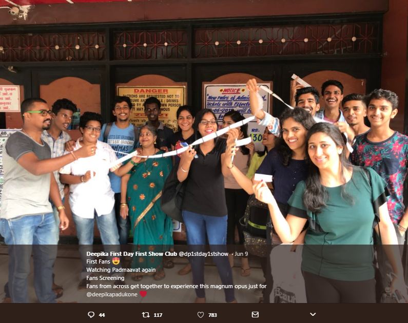 Earlier, during the release of the magnum opus, theaters witnessed a fan frenzy across the nation wherein fans watched the first show of Deepika Padukone's film posting the same on Twitter. A unique fan club named Dp1stDay1stShow emerged at the release of the film, even months later, the fan club continues to shower their love on their favourite actress. Matching up to not just the unimaginable beauty but also the courage and valor of Rani Padmini, Deepika Padukone has more than justified why she was the perfect choice for the role. Deepika Padukone,Deepika Padukone fans,Deepika Padukone Padmaavat,Deepika Padukone Padmaavat release,Padmaavat,padmaavat release
