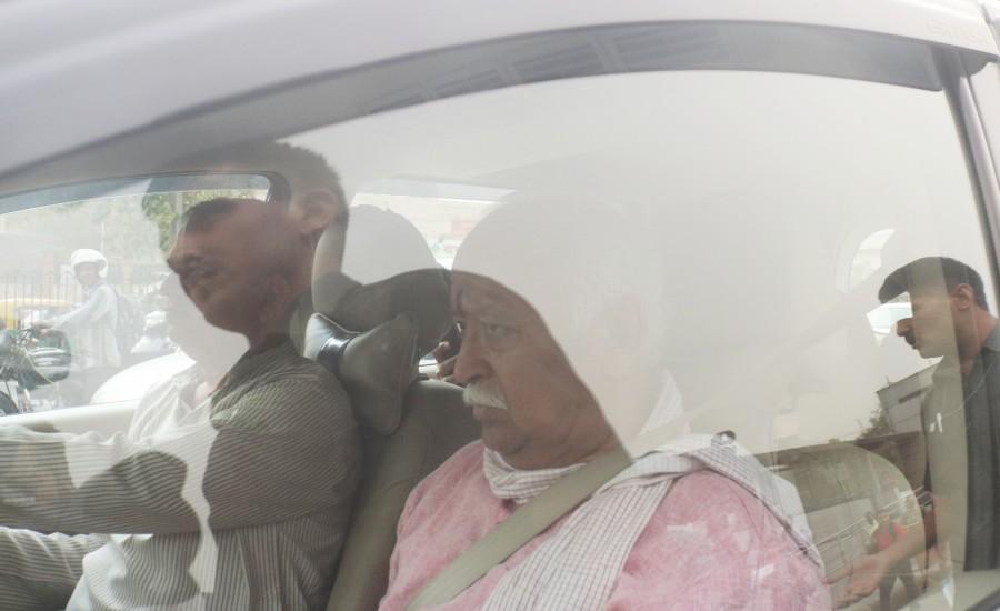 RSS chief Mohan Bhagwat arrives at AIIMS to visit former Prime Minister Atal Bihari Vajpayee who is undergoing treatment for urinary tract infection at the hospital in New Delhi on June 12, 2018. Narendra Modi,Deve Gowda,Mohan Bhagwat,Vaiko,Rajnath Singh,former PM,Atal Bihari Vajpayee,Atal Bihari Vajpayee in AIIMS