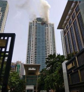 A massive fire broke out on Wednesday afternoon on the upper floors of a skyscraper, located in Worli's Prabhadevi area in Mumbai. About ninety to ninety-five persons were rescued safely. The fire, which was earlier characterised as a 'Level-II' one, now falls in 'level-III' category. Six fire engines and five jumbo tankers and a hydraulics platform and ambulance are present at the spot currently.