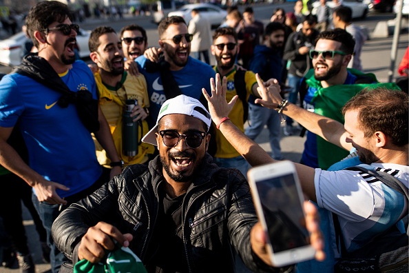 Football fans in central Moscow ahead of the 2018 FIFA World Cup in Moscow, Russia. Football fans,Football fans in Russia,Russia,World Cup kick-off,FIFA World Cup 2018,World Cup,FIFA World Cup opening,Ronaldo Fifa World Cup opening ceremony