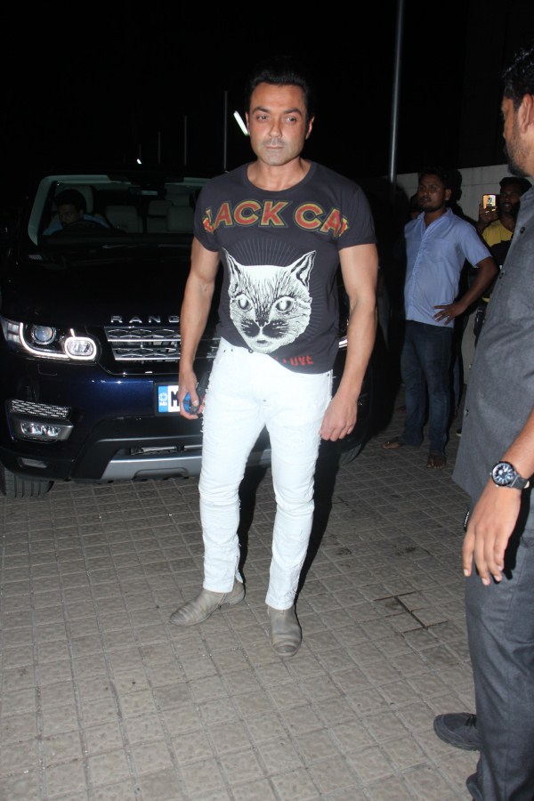 Bobby Deol poses for the cameras during Race 3 special screening in Mumbai. Ajay Devgn,Sonakshi Sinha,Tabu,Iulia Vantur,Salman Khan,Race 3,Race 3 special screening,celebs at Race 3 special screening,Race 3 special screening pics,Race 3 special screening images,Race 3 special screening stills,Race 3 special screening pictures