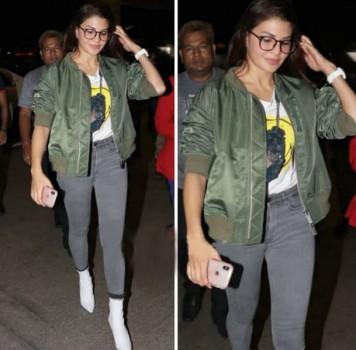 After an electrifying performance at Miss India 2018 finale, Jacqueline Fernandez immediately leaves for Dabangg tour concert. Jacqueline who is currently basking on the success of her latest release Race 3 has no time to celebrate as the actress leaves for Dabangg tour with Salman Khan and others. Soon after her performance at Miss India finale, Jacqueline left for the airport. The actress was seen donning an Olive green jacket with a high waist denim paired with White boots. She summed up the entire look by wearing a white coloured watch and spectacles. The actress will be travelling to different countries, London being the first stop. Jacqueline will be seen performing on various chartbuster along with Superstar Salman Khan.