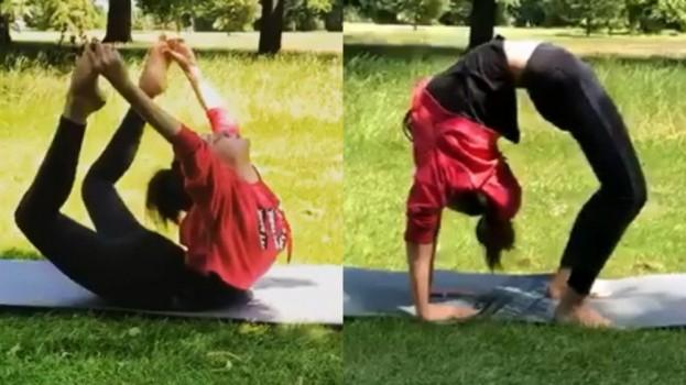 Bollywood 'Queen' Kangana Ranaut celebrated International Yoga Day in London, where she is shooting for her upcoming movie 'Mental Hai Kya', with Rajkumar Rao. The 'Rangoon' star shared photos and videos of her performing yoga at London's Hyde Park. The official Instagram account of the actress' team shared the image, writing, 