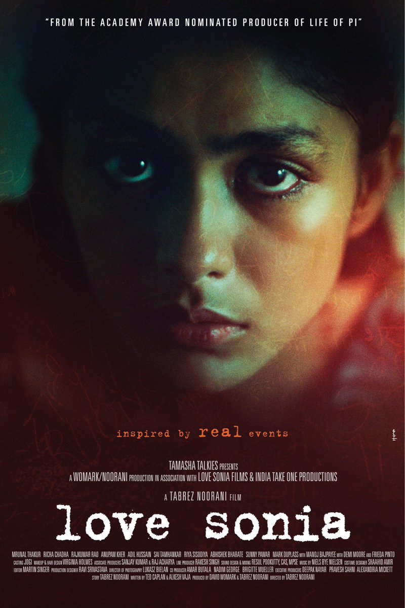 The first look of Demi Moore and Freida Pinto-starrer "Love Sonia", based on the horrors of child trafficking, features the intense gaze of a girl child, and it is unsettling. The Tabrez Noorani directorial will open The Bagri London Indian Film Festival 2018 on Thursday evening at the Cineworld Leicester Square, London. The film's cast also features Mark Duplass, Manoj Bajpayee, Rajkummar Rao, Richa Chadha, Anupam Kher, Adil Hussain, Sai Tamhankar, Sunny Parwar, Mrunal Thakur and Riya Sisodiya. The poster has a portrait image of a young girl with searing eyes, which tug at the viewers' heart. "Love Sonia", inspired by real events, is produced by David Womark along with Noorani. Tabrez Noorani,Demi Moore and Freida Pinto,Demi Moore,Freida Pinto