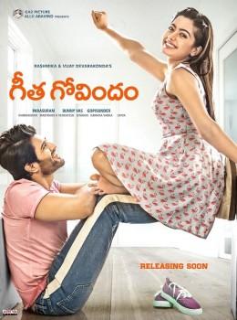 The first look poster of the forthcoming Vijay Deverakonda starrer Geetha Govindam has been launched. The poster shows Vijay Deverakonda and Chalo fame actress Rashmika Mandanna look cool & breezy in the poster. Geetha Govindam is written, directed by Parasuram and produced by Bunny Vas under the Allu Aravind's GA2 Picture banner. The film's soundtrack album and background score will be composed by Gopi Sundar, while Cinematography handled by Manikandan. The makers of the film are planning to release the movie in August.