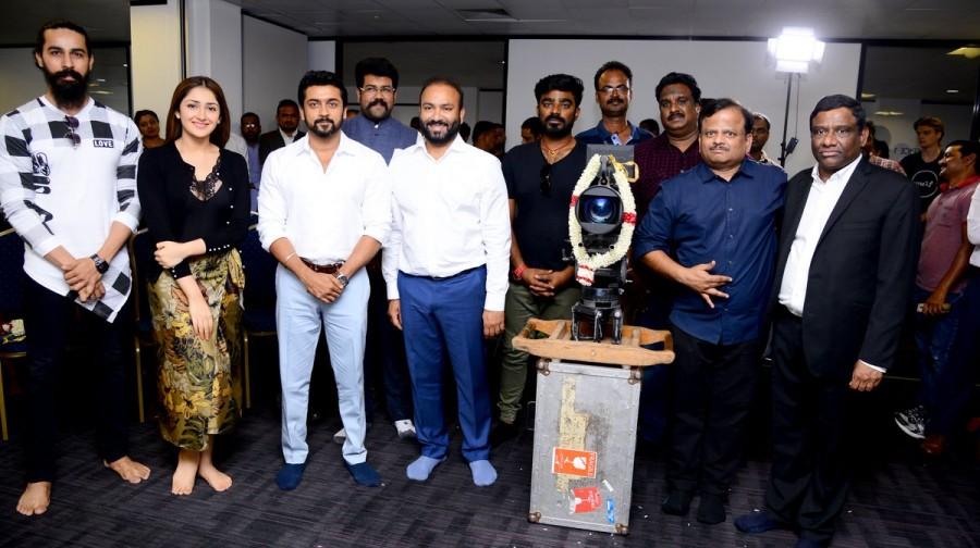 Sayyeshaa pairs up with Suriya in KV Anand's film 'Suriya 37'. KV Anand,Suriya 37,Suriya,Suriya 37 movie launch,suriya sivakumar,Mohanlal,Boman Irani,Sayyeshaa,Suriya 37 pooja,Suriya 37 movie pooja