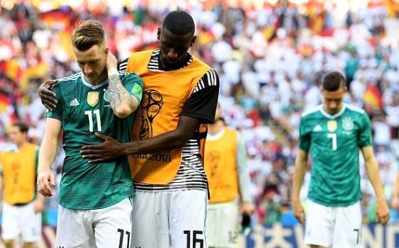 Defending champions Germany crashed out of the 2018 FIFA World Cup in the group stage after South Korea stunned the European powerhouse with a 2-0 victory in their final Group F contest here on Wednesday. From Group F, Sweden secured the top spot with six points, while Mexico, which also had six points, finished second due to an inferior goal difference. South Korea ended the group stage in the third spot with three points -- same as Germany, who are also going home. Before the two matches in the group on the day, Mexico had the best chance to enter the knockout stage, as a tie in the match with Sweden would be enough for it to qualify, while both Sweden and Germany fought with each other for second place, needing an outright victory and a big goal difference. South Korea also had a possibility to enter the playoffs as well, however, only if Sweden lost the game to Mexico. South Korea took care of their own end at the Kazan Arena, with Kim Young-gwon and Son Heung-min scoring in second half stoppage time. But Sweden made it all moot by beating Mexico 3-0 in Ekaterinburg, reported Yonhap news agency.