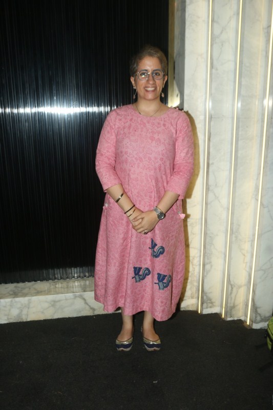 Guneet Monga poses for the cameras as she arrives for the Shweta Tripathi and Chaitanya Sharma pre-wedding bash in Mumbai. Shweta Tripathi and Chaitanya Sharma,Shweta Tripathi and Chaitanya Sharma wedding,Shweta Tripathi wedding,Chaitanya Sharma wedding,Kiran Rao,Guneet Monga,Akarsh Khurana,Neeraj Ghaywan,Sumeet Vyas,Shikha Talsania,Anand Tiwari,Vivaan Shah