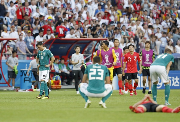 With South Koreans sitting back, German full backs Joshua Kimmich and Jonas Hector made overlapping runs and even penetrated the box. Mesut Ozil and Toni Kroos controlled the midfield with their passing skills and vision. For South Korea, taking a ball away from Germany and making a quick delivery to Son was their main homework. But it was a somewhat difficult task against the skillful and powerful Germans, and the South Koreans committed some sloppy fouls in the process. Just in the first half, South Korea made 11 fouls, more than double that of Germany, and received two yellow cards. South Korea surprised German goalkeeper Manuel Neuer a couple times in the first half, with Jung Woo-young's free kick and Son's thunderous strike that slightly flew over the net, but that was about it. South Korea did hold on to the 0-0 score in the first half, with Germany struggling to land shots on target. Both teams made substitutions to sway the match in their favour. South Korea put Hwang Hee-chan for Koo, and deployed the Red Bull Salzburg attacker on the right in the 56th minute. Germany crashes out of FIFA World Cup,Germany out,Germany out of World Cup,South Korea,South Korea beats Germany,FIFA World Cup,FIFA World Cup 2018