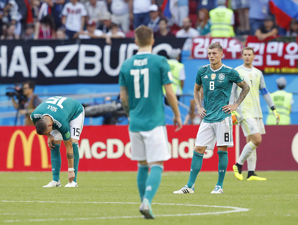 After knowing Sweden won against Mexico, Germany were desperate for goals, taking out midfielder Sami Khedira for striker Mario Gomez in the 58th minute, and Leon Goretzka for Thomas Muller in the 63rd. With Germans moving forward, South Korea also found open space behind the opponents, and Son, with Moon Seon-min, carried the ball near to the box, but they lacked a delicate final touch. Germany, on the other side, were struggling with the same problem. Even though they made shots on target, their attempts went straight to goalkeeper Jo Hyeon-woo. They fired 26 shots, but only six were heading to the net. And South Korea had grit and endurance to fight until the end. All told, they ran 118 km, three more than Germany. With the Germans keep making mistakes, South Korea waited for fast break and bagged the opening goal in the 93rd following a corner kick situation and with a help of VAR system. Frustrated Germans even moved forward their goalkeeper Manuel Neuer, and South Korea didn't miss that opportunity. In the 96th minute, following Ju Se-jong's long pass, Son tucked the ball into the empty net for their historic win, inflicting a rare historical defeat on the European outfit. Germany crashes out of FIFA World Cup,Germany out,Germany out of World Cup,South Korea,South Korea beats Germany,FIFA World Cup,FIFA World Cup 2018