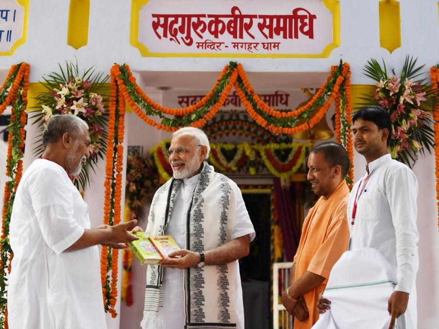 The entire place was decked up with flowers. Later, addressing a public gathering which drew thousands of locals and followers of the saint, Modi pointed out how Kabir became great not by his birth but by his 'karma's (deeds). Modi pays tributes to Kabir Das,Kabir Das,Modi in Maghar,Narendra in Maghar,saint Kabir Das,Sant Kabir Nagar