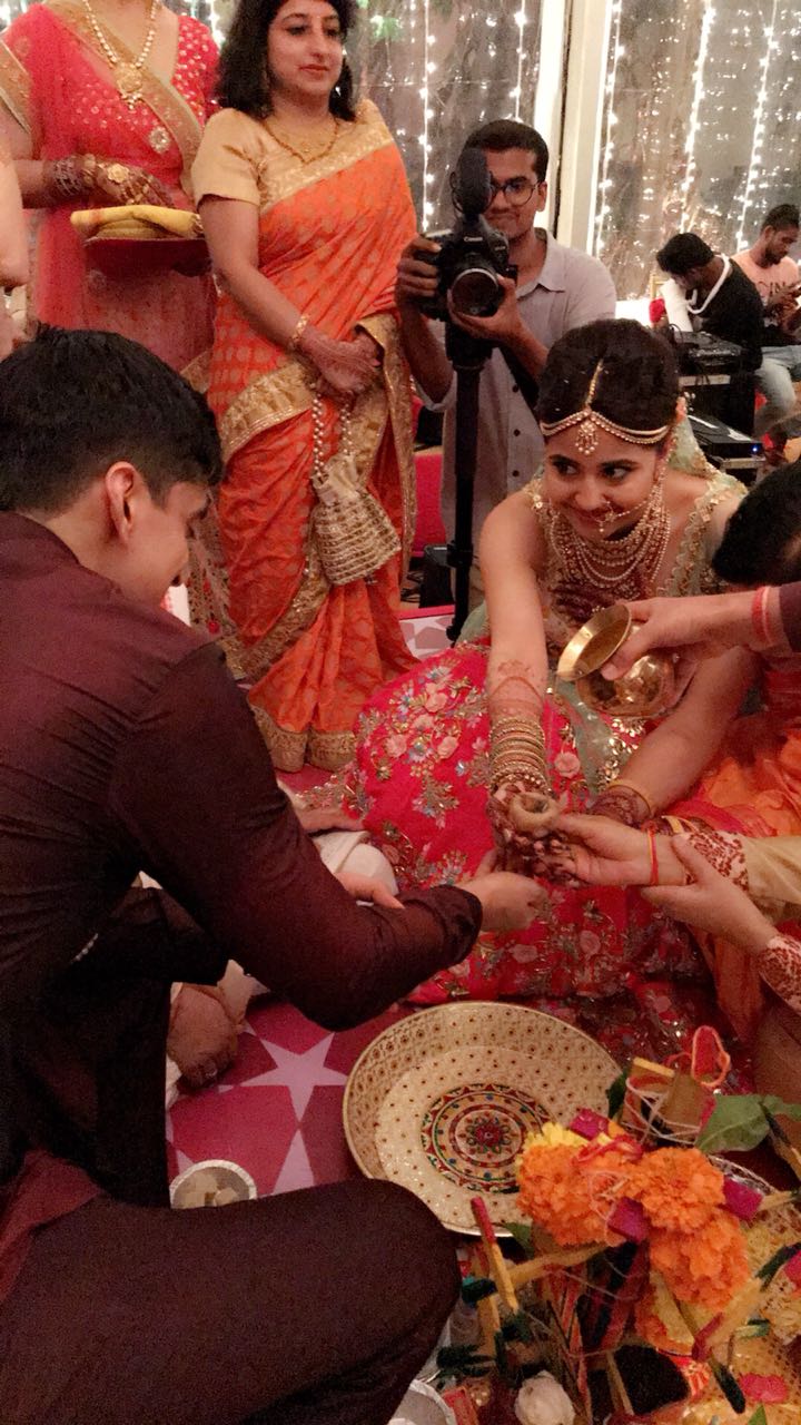 Speaking of their wedding, the couple jointly said, "We walked 7 circles around a fire with our closest people around to make sure heaven keeps us together for the rest of our lives. It doesn’t get better than this!" Shweta Tripathi and Chaitnya Sharma,Shweta Tripathi and Chaitnya Sharma wedding,Shweta Tripathi and Chaitnya Sharma marriage,Shweta Tripathi and Chaitnya Sharma wedding pics,Shweta Tripathi and Chaitnya Sharma wedding images,Shweta Tripathi and Chaitnya S