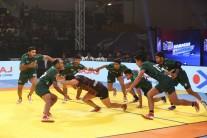 India skipper Ajay Thakur led from the front to thrash South Korea 36-20 while a second string Iran outplayed Pakistan 40-21 in the semi-finals of the Kabaddi Masters at the Al Wasl Sports Club here on Friday. For the first time in the tournament, India were put under pressure and it forced the coach Srinivas Reddy to come out with a different strategy. On the other hand, Iran, who came into this tournament without the services of some star players, displayed some attacking game to outplay Pakistan. Iran will now face India in the summit clash on Saturday here. In the second semi-final of the day, South Korea straightaway put pressure on the Indian defenders with some good raiding. After eight minutes, the scoreboard read 7-3 in favour of South Korea, thanks to their star raider Jang Kun Lee.