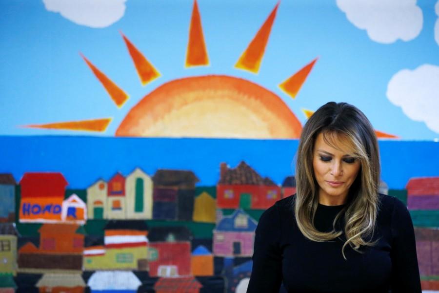 U.S. first lady Melania Trump arrives for a roundtable discussion at the Southwest Key Programs Campbell immigration detention facility for children run by the U.S. Department of Health and Human Services in Phoenix, Arizona, U.S. Melania Trump,first lady melania trump,Arizona border detention center,detention center,Arizona detention center