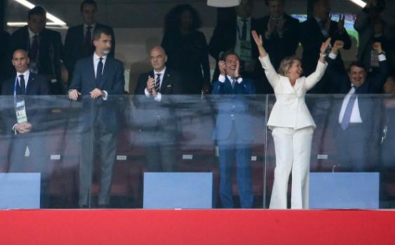 Russian Prime Minister Dmitry Medvedev attended the Round of 16 clash between Russia and Spain at Luzhnki Stadium on Sunday where his side scored an upset, knocking pre-tournament favourites Spain 4-3 (1-1) via penalty shootouts to enter the quarter-finals of the FIFA World Cup 2018. King Felipe VI of Spain and FIFA President Gianni Infantino were also present at the stadium, reported Tass news agency. Earlier, Medvedev had attended two groups stage match featuring Serbia and Brazil and Russia's game against Saudi Arabia at Luzhniki.