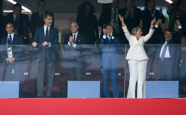 Russian Prime Minister Dmitry Medvedev attended the Round of 16 clash between Russia and Spain at Luzhnki Stadium on Sunday where his side scored an upset, knocking pre-tournament favourites Spain 4-3 (1-1) via penalty shootouts to enter the quarter-finals of the FIFA World Cup 2018. King Felipe VI of Spain and FIFA President Gianni Infantino were also present at the stadium, reported Tass news agency. Earlier, Medvedev had attended two groups stage match featuring Serbia and Brazil and Russia's game against Saudi Arabia at Luzhniki. FIFA World Cup 2018,FIFA World Cup,Russian PM,Russian PM,Spanish King,Dmitry Medvedev,Felipe VI of Spain