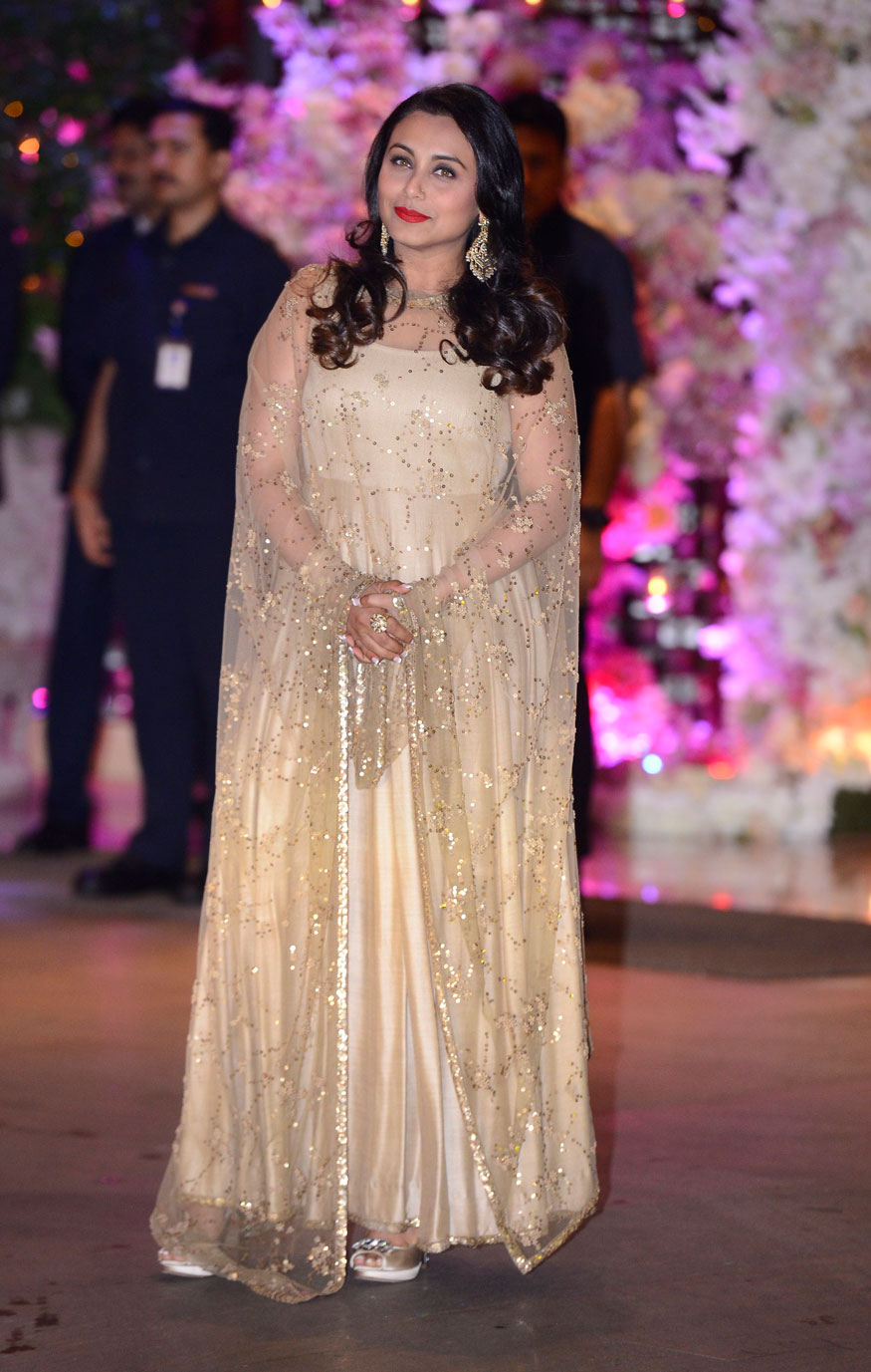 Rani Mukerji attends Akash Ambani and Shloka Mehta's engagement party in Mumbai. Shah Rukh Khan,Aamir Khan,Abhishek Bachchan,Aishwarya Rai,Alia Bhatt,Ranbir Kapoor,Akash Ambani and Shloka Mehta's engagement,Akash Ambani and Shloka Mehta's engagement party,Akash Ambani engagement party,Shloka Mehta engagement party