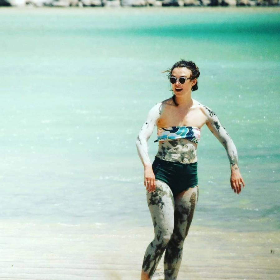 The couple appeared care-free as they slathered mud on each other and went for a relaxed swim in the idyllic Mediterranean Sea. Keira Knightley,Keira Knightley abs,Keira Knightley washboard abs,James Righton,Keira Knightley and James Righton,Keira Knightley curves,Keira Knightley hot curves