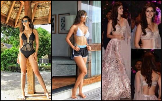 Baaghi 2 actress Disha Patani is taking the millennial fashion to the next level. From pastel hues to ruffles, or from beachwear to lehngas, Disha's her sartorial choices are always worth noticing! Disha has mastered the game of acing the beachwear look with utmost poise a testimony of which has always been witnessed on her social media. The actresses recent holiday pictures had taken the internet by storm where Disha is seen donning various bikinis and monokinis. Disha recent visit at Ambani's party saw the actress in an elegant Royal look. The doe-eyed beauty looked resplendent in a blush appliqué lehenga from the Amour De Junaagarh. The actor’s outfit was teamed with a netted dupatta and accessorised it with long earrings and a ring. The entire look was complemented with nude makeup, smokey eyes and her mane of wavy curls.