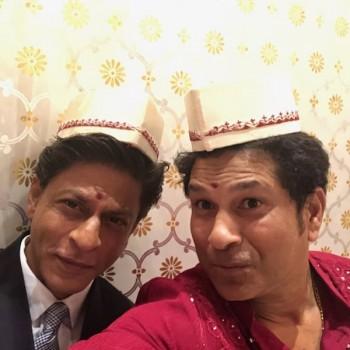 Master Blaster Sachin Ramesh Tendulkar posed with Bollywood Superstar Shah Rukh Khan as the two attended the star-studded Ambani's bash this weekend. Taking to Instagram, Tendulkar today shared a selfie with the 'Raees' star with a quirky caption that read,