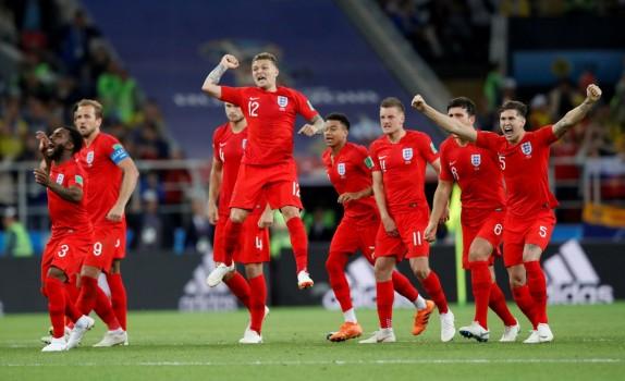 England survived a penalty shootout for the first time in their FIFA World Cup history as they overcame a combative Colombian team with a 4-3 (1-1) victory on penalties here on Tuesday to set-up a quarter-final against Sweden. Harry Kane marked his sixth goal of the tournament as he converted a penalty to give England the lead in the 57th minute but Colombia bagged their equaliser in the third minute of the injury time when Yerry Mina headed into the net from a corner, taking the game to extra time. With no goal scored in the extra time, the match was decided via penalty shootout, where England prevailed, with Carlos Bacca and Mateus Uribe failing to convert for Colombia. Jordan Hendersen missed out for England but Kane, Marcus Rashford, Kieran Trippier and Eric Dier one after other. The win takes England to the last eight stage for the first time in 12 years and for a place in the semi-finals after a gap of 28 years, they will battle Sweden, who beat Switzerland earlier in the day.