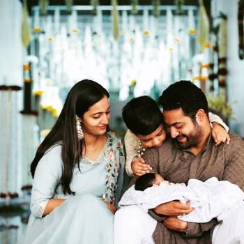 Jr NTR shared a lovely picture with his wife Lakshmi Pranati, son Abhay Ram and the new-born Bhargava Ram on his newly opened Instagram account. He wrote, 
