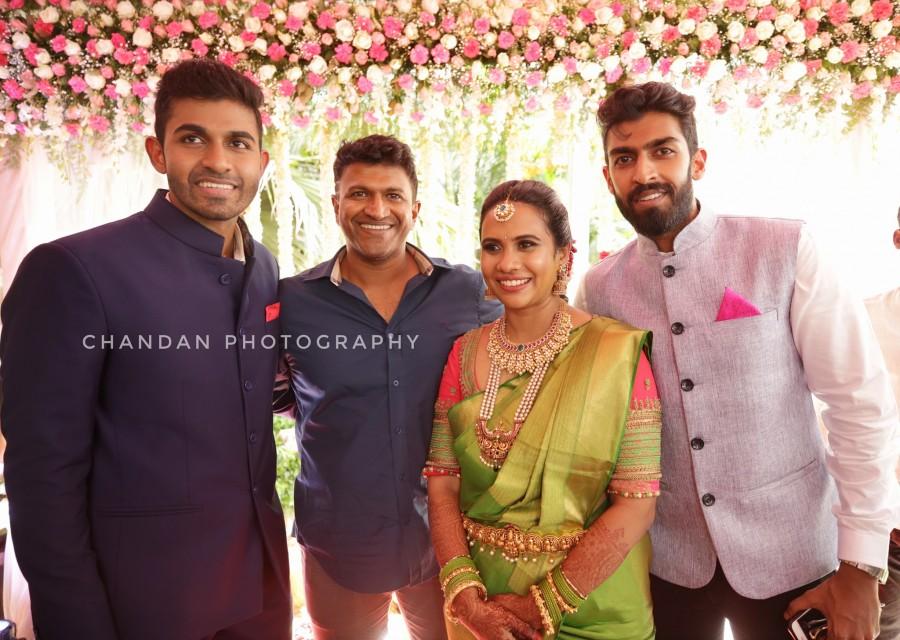 Puneeth Rajkumar at Yuva Rajkumar and Sridevi engagement. Shivaraj Kumar,Puneeth,Ambareesh,Srimurali,Puneeth Rajkumar,Srimurali wife Vidya,Sumalatha,Rockline Venkatesh,Yuva Rajkumar and Sridevi,Yuva Rajkumar and Sridevi engagement,Yuva Rajkumar and Sridevi engagement pics,Yuva Rajkumar and Sridevi engagement ima