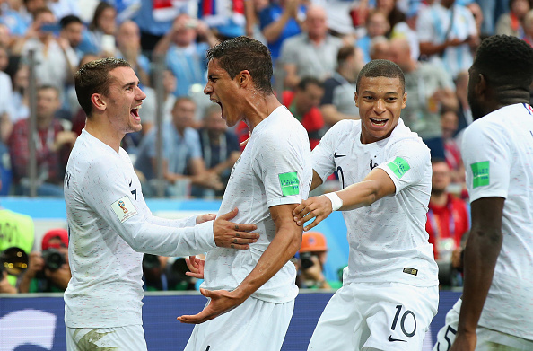 Stung by the second goal, Uruguay players lost cool when Mbappe fell to the ground after a brief touch from Cristian Rodriguez. FIFA World Cup 2018,FIFA World Cup,France beats Uruguay,France trash Uruguay,France enters semis,FIFA World Cup pics,FIFA World Cup images,FIFA World Cup stills,FIFA World Cup pictures