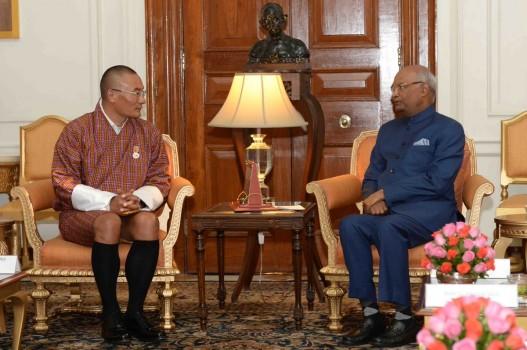 Bhutan Prime Minister Dasho Tshering Tobgay met President Ram Nath Kovind here on Friday. Earlier in the day, Prime Minister Narendra Modi and Tobgay held delegation-level talks at the Hyderabad House. Tobgay, who arrived on a three-day visit to India on Thursday, met External Affairs Minister (EAM) Sushma Swaraj. 