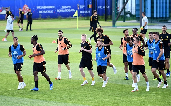 Belgium's national team was put through its paces during a training session near Moscow on Sunday ahead of the World Cup semifinal against one of its biggest rivals, France. Thibaut Courtois, the first-choice goalkeeper who proved a solid figure between the posts in the team's 2-1 win over Brazil in the quarters, was put to some solo drills, reported Efe. Outfield players, including star feature Kevin de Bruyne, appeared in high spirits as they warmed-up together. Roberto Martinez's Red Devils are yet to lose in their Russia campaign and remained one of the favorites to win the competition. The clash against France on Tuesday, however, will no doubt be a test. FIFA World Cup,FIFA World Cup 2018,Belgium begin preparations,Belgium vs France,Belgium vs France semi-final,Belgium vs France semi-final pics,Belgium vs France semi-final images,Belgium vs France semi-final stills
