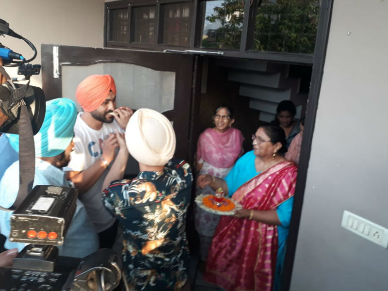 Sandeep Singh was shot with a bullet while he was traveling in the train 12 years ago, after which the hockey player was paralysed for 2 years. But his determination and love for the game brought him back and he won several medals for our country. The film has been shot in his hometown Shahabad to capture the real essence of his struggle and the journey to become the hockey legend. Diljit Dosanjh,Sandeep Singh,Diljit Dosanjh sandeep singh,Bhoomi producer sandeep singh,Shahabad,Sandeep Singh hometown,Soorma release,Soorma movie release