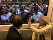 Prime Minister Narendra Modi along with South Korean President Moon Jae-in took a ride in Delhi Metro on Monday ahead of their visit to the Samsung plant in Noida. Commoners were surprised to see the two leaders in the metro as they waved to them and even posed for selfies. The South Korean President is on a three-day visit to India, having arrived in New Delhi on Sunday evening. He and his wife, Kim Jung-sook, were received by Minister of State (MoS) for External Affairs General (retd) VK Singh. South Korea has been playing a pivotal part in the making of Delhi Metro. This is not the first time when Prime Minister Modi took a foreign dignitary on a metro ride.