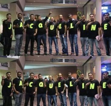 Jacqueline Fernandez who was on a month-long travel spree for Dabangg Tour witnessed a crazy fan frenzy at the Toronto Airport. On the last day of the tour, Jacqueline came across a group of men wearing T-Shirt letters of her name and cheering for the actress at the Toronto Airport in Canada. These fans were seen hooting and cheering for the actress. Earlier, The Race 3 actress received a warm welcome from her fans at Atlanta airport who had gathered to witness the sight of the beautiful actress. Not just the fans, Jacqueline’s own crew members made a special gesture when they wore T-shirts with the actress with the actress’ photos during the farewell leg of the tour. Jacqueline has stunned everyone with her electrifying performance at Dabangg Tour where the actress danced her out on songs like Oonchi Hai Building, Heeriye, Yaar Na Mile to name a few.