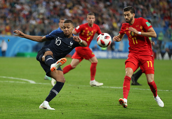 Kylian Mbappe of France during the 2018 FIFA World Cup Russia Semi Final match between Belgium and France at Saint Petersburg Stadium on July 10, 2018 in Saint Petersburg, Russia. FIFA World Cup,FIFA World Cup 2018,France beat Belgium,France trash Belgium,France reach finals,France finals,France beat Belgium 1-0,Belgium,FIFA World Cup finals