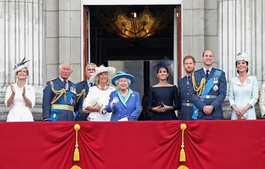 A day after the Royal Family celebrated the christening of Prince Louis, the family reunited to mark the 100th Anniversary of the Royal Air Force (RAF). The family has a long-standing commitment to the Royal Air Force with four generations of the family having served or trained with the United Kingdom's aerial warfare force, and many holding honorary ranks and patronages with RAF charities and associations. The day began with a service at Westminster Abbey followed by a speech by Queen Elizabeth II at the Buckingham Palace. Ahead of the speech, the Queen presented a new flag, known as a 'Colour' to the RAF Regiment. In her speech, the Queen said, 