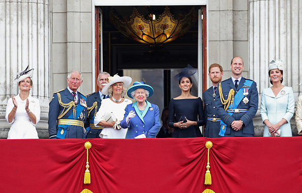 A day after the Royal Family celebrated the christening of Prince Louis, the family reunited to mark the 100th Anniversary of the Royal Air Force (RAF). The family has a long-standing commitment to the Royal Air Force with four generations of the family having served or trained with the United Kingdom's aerial warfare force, and many holding honorary ranks and patronages with RAF charities and associations. The day began with a service at Westminster Abbey followed by a speech by Queen Elizabeth II at the Buckingham Palace. Ahead of the speech, the Queen presented a new flag, known as a 'Colour' to the RAF Regiment. In her speech, the Queen said, "I remember the Battle of Britain being fought in the skies above us, and we shall never forget the courage and sacrifice of that time." Royal Air Force,Royal Air Force 100th Anniversary,Prince Charles,Prince of Wales,Prince Andrew,Duke of York,Camilla,Duchess of Cornwall,Queen Elizabeth II,Meghan,Duchess of Sussex,Prince Harry