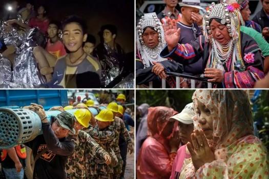 Rescue workers in Thailand have retrieved more boys from among the group of 12 and their soccer coach who have been trapped for more than two weeks in a flooded cave complex, a navy official said on July 9, hours after the rescue mission resumed. Photos from the scene show relieved officials, celebrations from relatives and local schoolchildren, and a number of religious ceremonies.