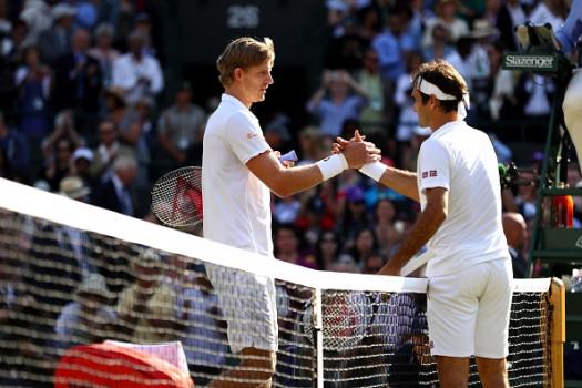 South Africa's Kevin Anderson pulled off a stunning come-from-behind 2-6, 6-7 (5-7), 7-5, 6-4, 13-11 upset victory over Swiss defending champion Roger Federer here on Wednesday to reach the semi-finals of the Wimbledon tennis championships for the first time. Anderson pulled off the upset thanks to 28 aces and clutch play on break points throughout the match. He also appeared to benefit from the lack of a tiebreaker in the fifth set, as the 36-year-old Swiss wore down over the course of the four-hour-plus contest, reports Efe. The match had all the makings of a routine Federer victory after the first set, which the Swiss great won with two service breaks and the loss of just one point on his serve. But Anderson worked his way into the match in the second set, which he narrowly lost in a tiebreaker after the two players had traded service breaks.